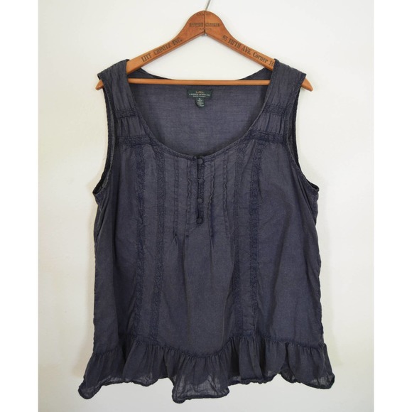 Lauren Ralph Lauren Tops - RL Jeans Cotton Pintuck Sleeveless Blouse Size XL